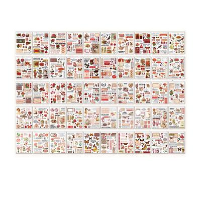 50pcs Vintage Material Decals Lifebook Series Washi Full Bodied Color Retro Sticker for Handbook