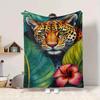1pc Jungle Leopard Lightweight Flannel Blanket, Comfortable and Warm Blanket, for Office and Camping Sofa Bed, Livingroom101