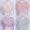 HOT Tassel Shawls Female Scarf Solid Color Embroidered Lace Veil Floral Head Covering Veils Women Triangle Scarf 150*40cm