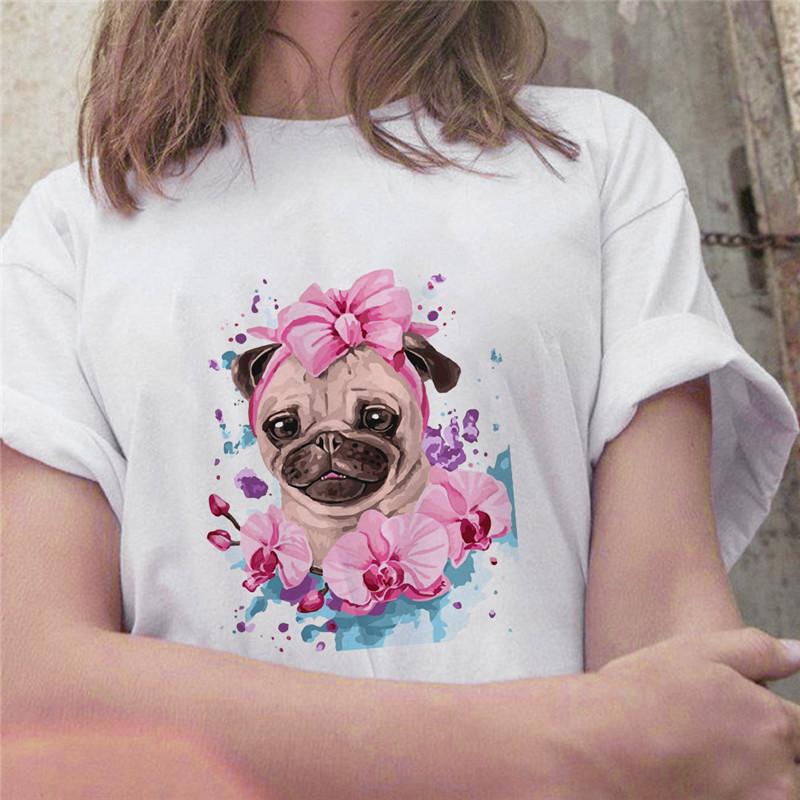 Ölgemälde Kampf Druck frauen T-shirt Kurzarm Nette Hund Grafik T-shirt Harajuku Mode Grunge T-shirt Weibliche