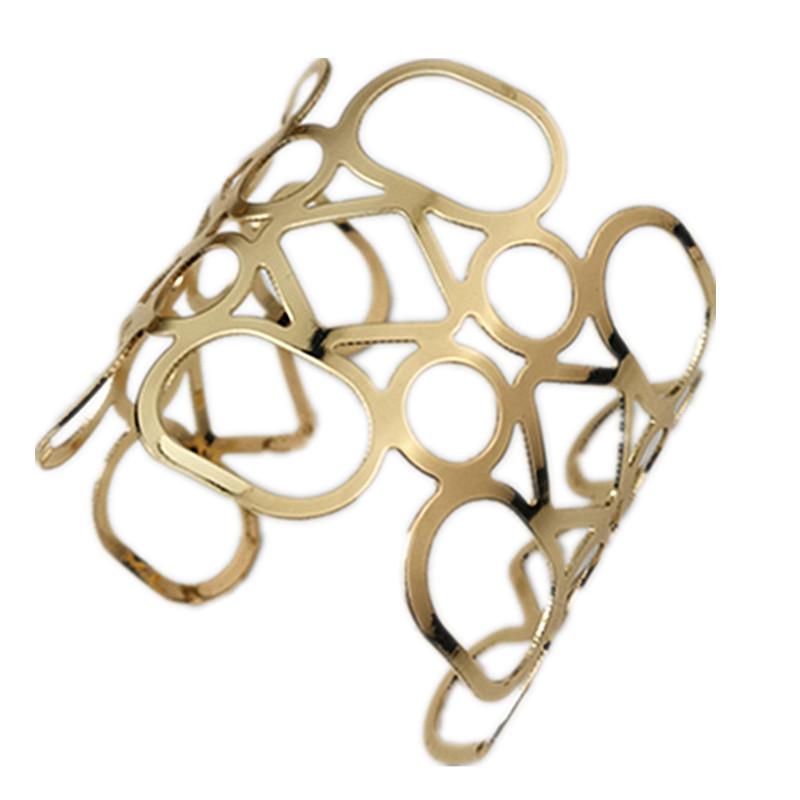 Women's Gold-Plated Hollow Metal Wide Bracelet