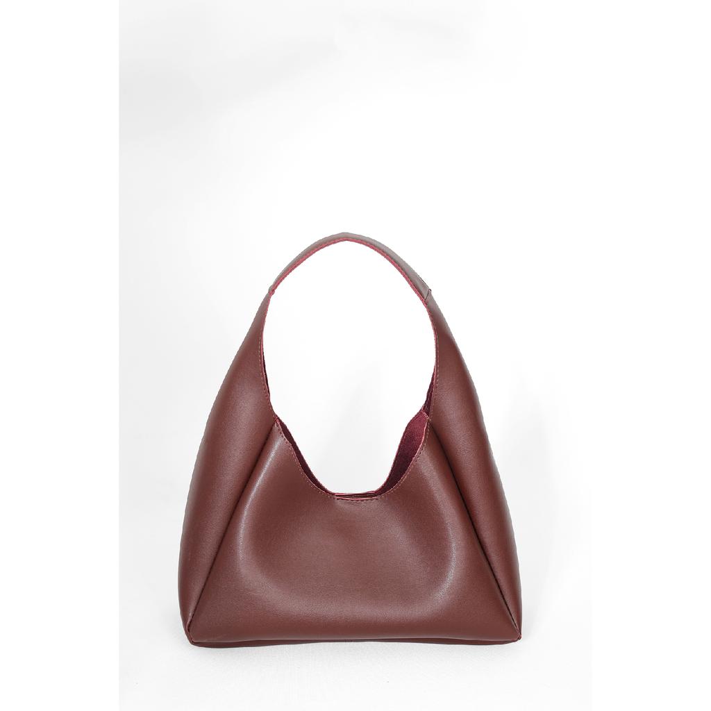 Dámská vínová taška do ruky a přes rameno z umělé kůže se zipem a vnitřní přihrádkou