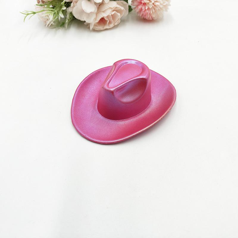 Mini Neon Glitter Cowboy Hat Hair Clip Glowing Disco Party Decoration Accessories 10 cm Holographic Party Disco Supplies