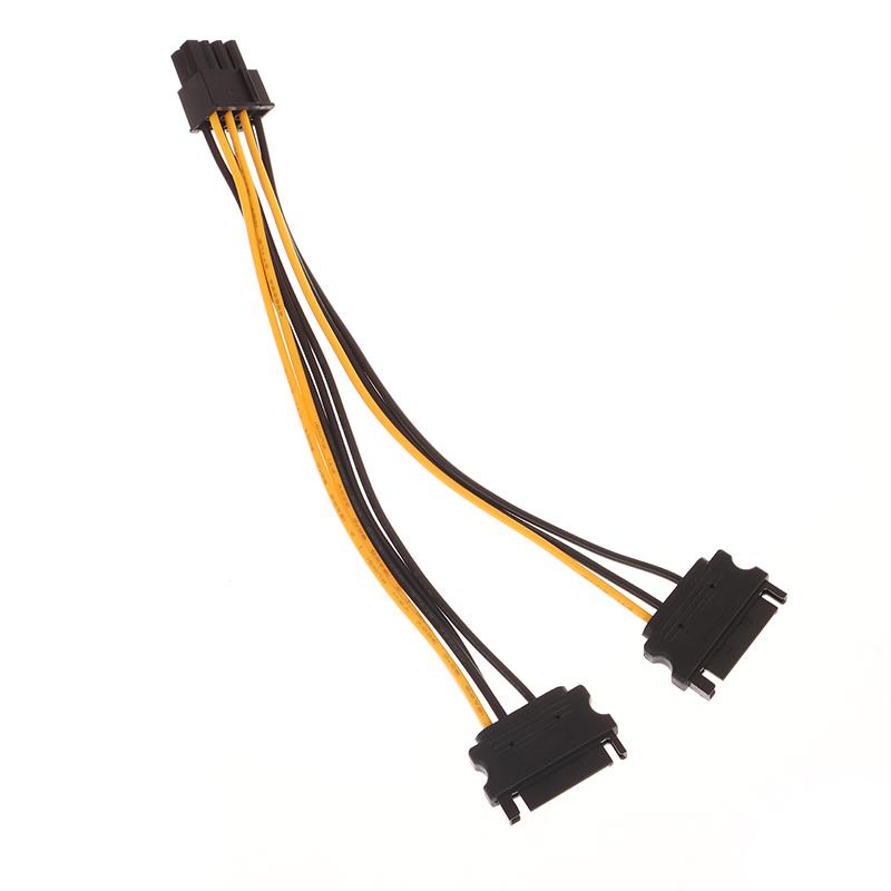 1Pc Power Supply Cable Dual 15Pin Sata Male To Pcie 8Pin Male Pci Express Pci-E Video Card Splitter Adapter