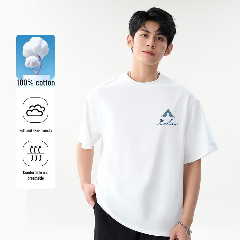 Baleno Men's Heavyweight Cotton Letter Print Round Neck T-Shirt