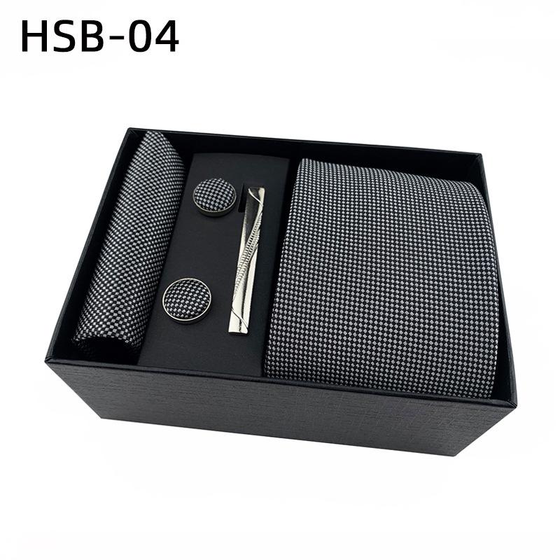 Men's Black Business Tie Gift Set: Striped & Plain Ties, Pocket Square, Tie Clip
