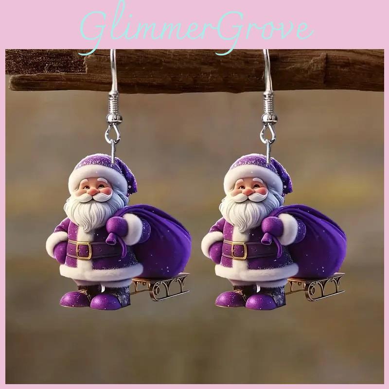 Christmas Santa Acrylic Earrings With Cartoon Design For Holiday Fashion