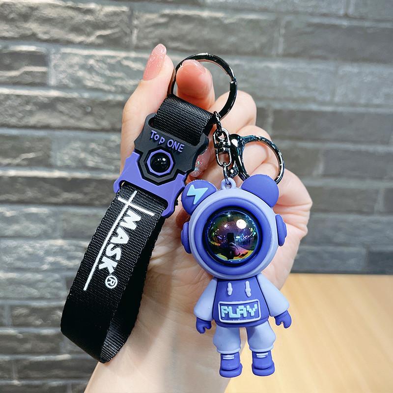 Colorful Play Lightning Bear Keychain Resin Material Cute Cartoon Gift Style