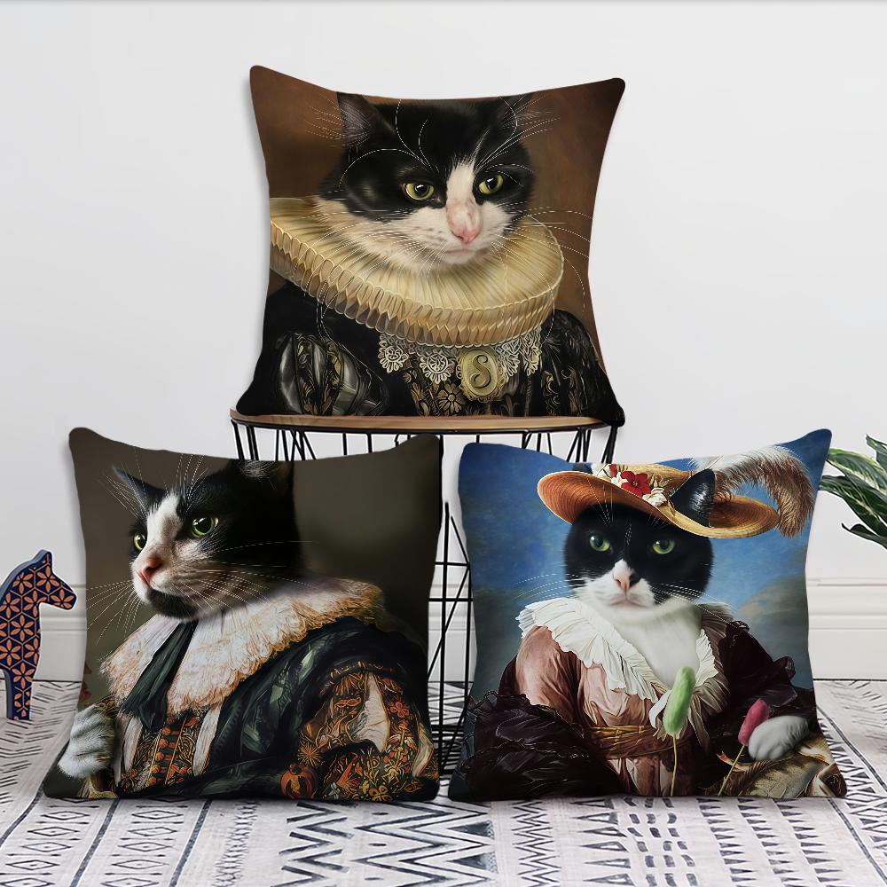 Portrait of the Palace Cat Cushion Cover Pillow Cover Decoration Room Home Sofa Living Office Car Nordic Simplicity