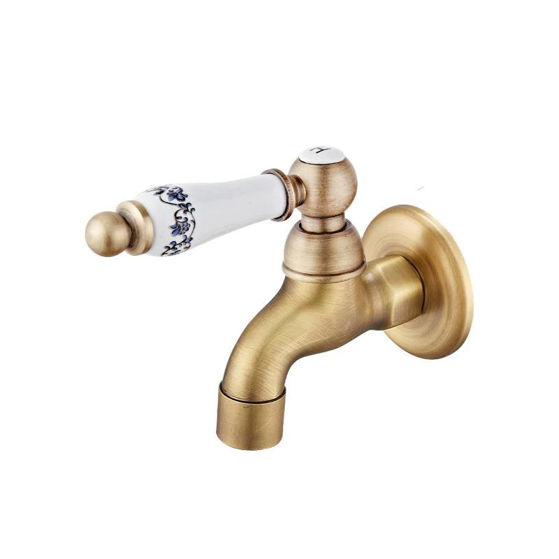 Washing Machine Faucet Gold Outdoor Garden Faucet Wall Moutned Brass Ceramic Handle Single Cold Mop Tap