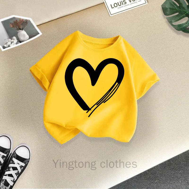 

Summer Fashion Girls Short Sleeved T-shirt Cute Printed Girls Casual Versatile Top Cross Border 150cm