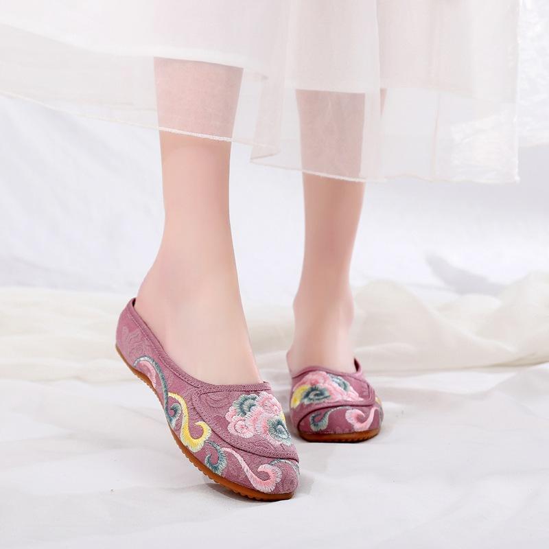 

Весенние и летние тапочки из ткани женские в этническом стиле домашние тапочки с вышивкой модные сандалии женские внутренние тапочки увеличивающие рост женские одинарные 41 розовый