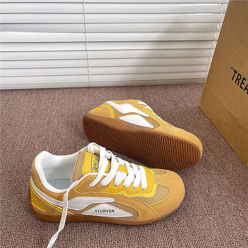 Freizeitschuhe mit weicher Sohle im Hongkong-Stil, Forrest Gump-Schuhe für Damen, Frühling und Herbst, gelb und weiß, deutsche Trainingsschuhe, Retro-Sport-Freizeit-Rennschuhe