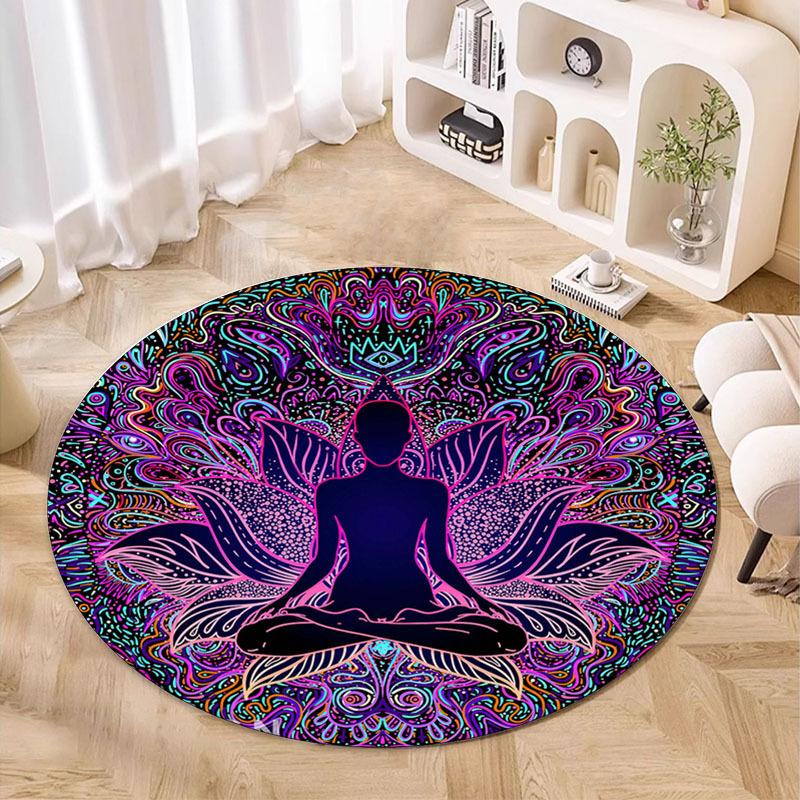 800g/m² Crystal Velvet Home Round Meditation Carpet for Living Room,Playroom,Bedroom,Yoga Mat,Balcony,Travel Floor Mat