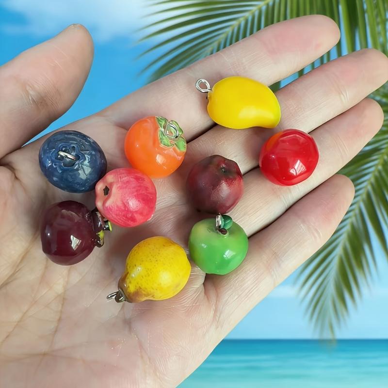 Resin Mini Fake Fruit Pendants 5Pcs Realistic Simulation Ornaments for DIY Greeting Card Decor Craft Making Supplies