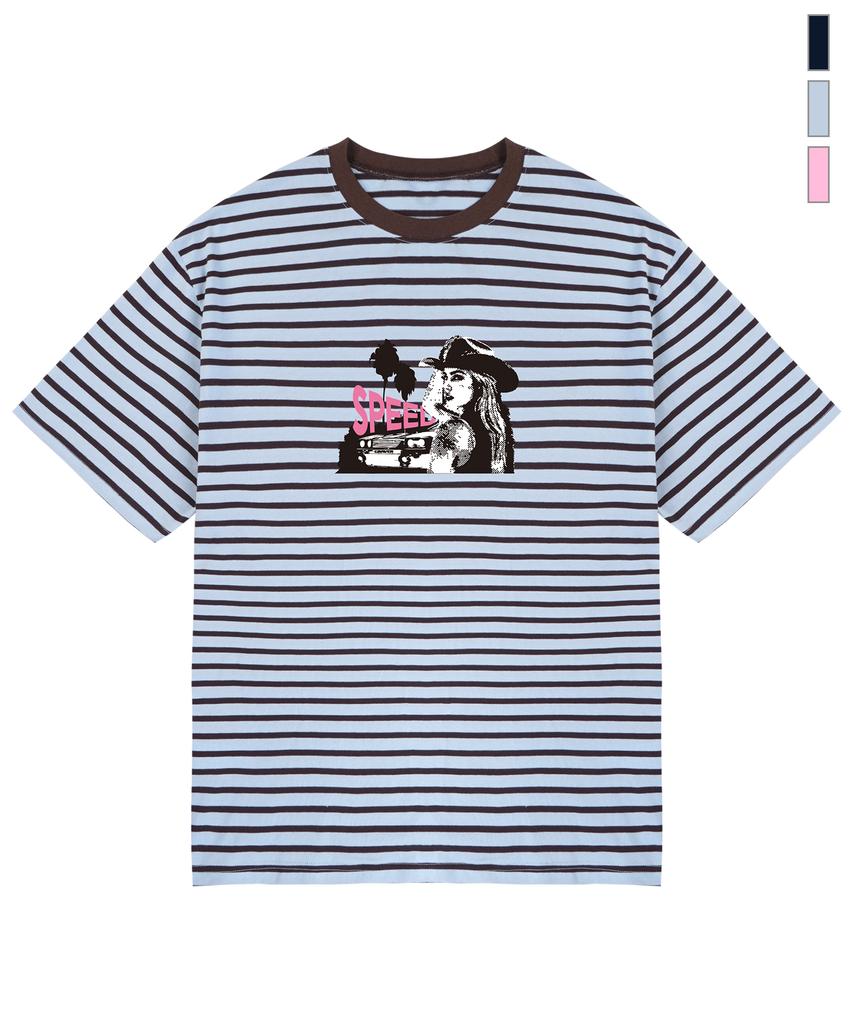 GRAVER [Unisex] Speed Striped Short Sleeve T-Shirt_3 Colors