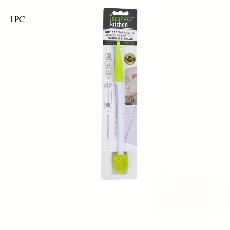 1pc 360-Degree Swivel Silicone Cleaning Brush | Dual-Length Handle with Ergonomic Grip - Multi-Surface Scrubber for Bottles/Cups