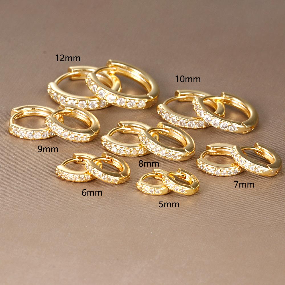 2PCS Minimal Crystal Zirconia Stainless Steel Hoop Earrings Small Huggie Thin Cartilage Earring Helix Tragus Piercing Jewelry