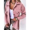 Autumn Winter Long Sleeved Cardigan Women Coats Plus Size Solid Color Casual Loose Simple Lapel Button Woolen Jackets Pockets Lace-up Women's Clothing