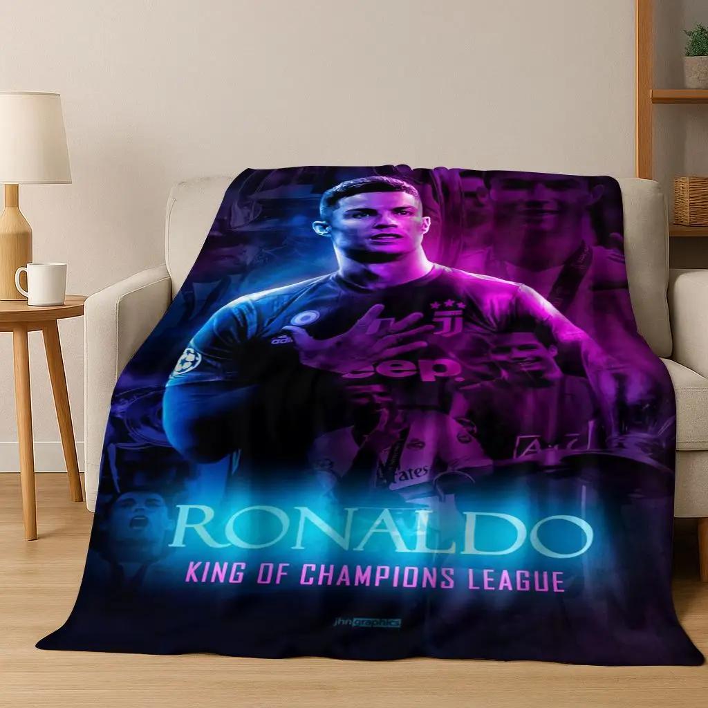 3D Goat Football Star R-Ronaldo Cartoon Art Flannel Blanket,Cozy Soft Throw Blanket for Home Bedroom Bed Sofa Picnic Cover Kid