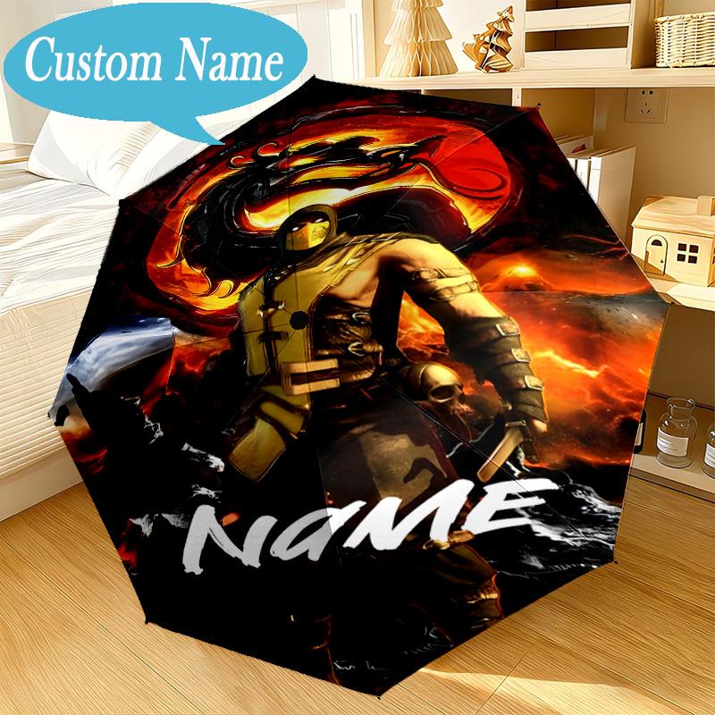 Custom Name Umbrella Dragon's Fiery Kombat Umbrella 8-Frame for Travel, Camping, Casual Lightweight Portable, Essential for Family Gifts