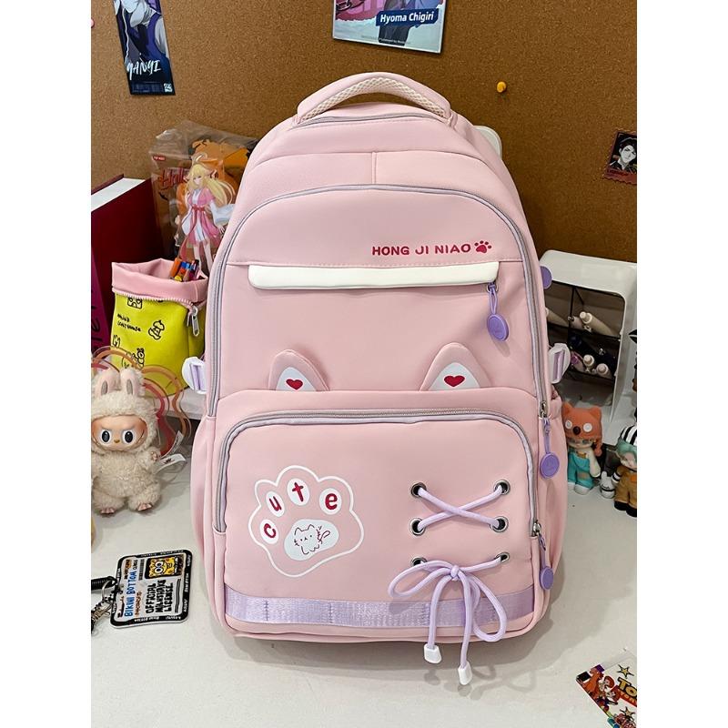 The new schoolbag is high-value, fresh and sweet, and the backpack is light for junior high school students to travel and large-capacity backpack.