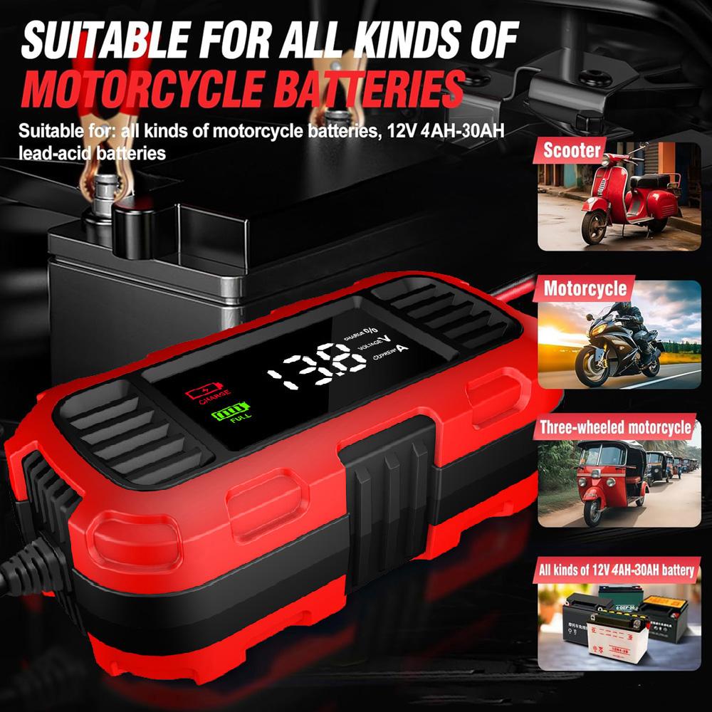2A 12V Car Battery Chargers Digital Battery Maintenance For AGM GEL Lead-Acid Batteries Motorcycle Scooter Battery Charge Device