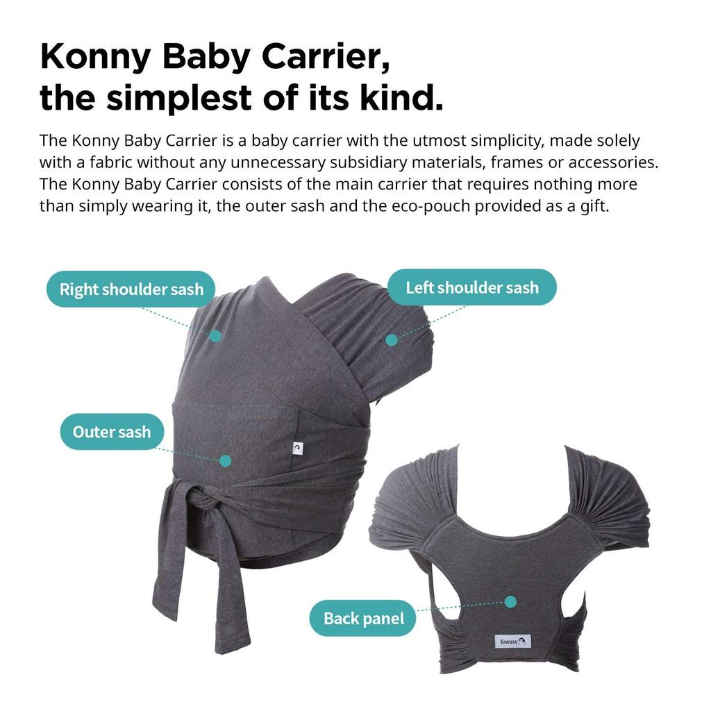 Konny Baby Carrier AirMesh Sling for Comes with Eco International Safety Stays Cool with Just One Mesh (Konny) Newborns, Pouch, Certification, (Black)