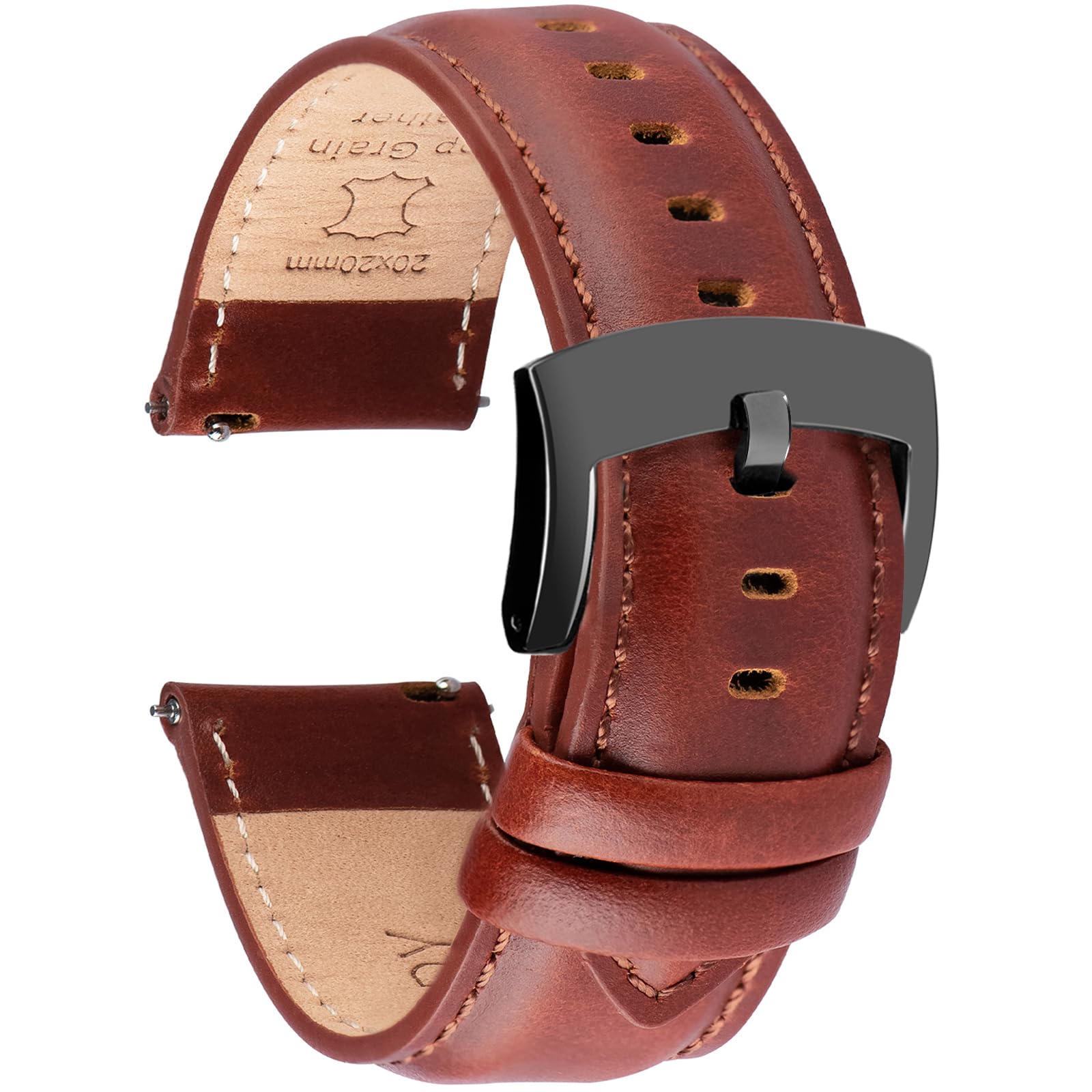 

Ottoody Genuine Leather Replacement Watch Band, 0.71, 0.75, 0.79, 0.83, 0.87 inch (18, 19, 18 mm