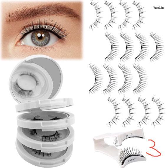 Hot Selling Magnetic Eyelash Set: 4 Natural, Thick Pairs for European & American Style