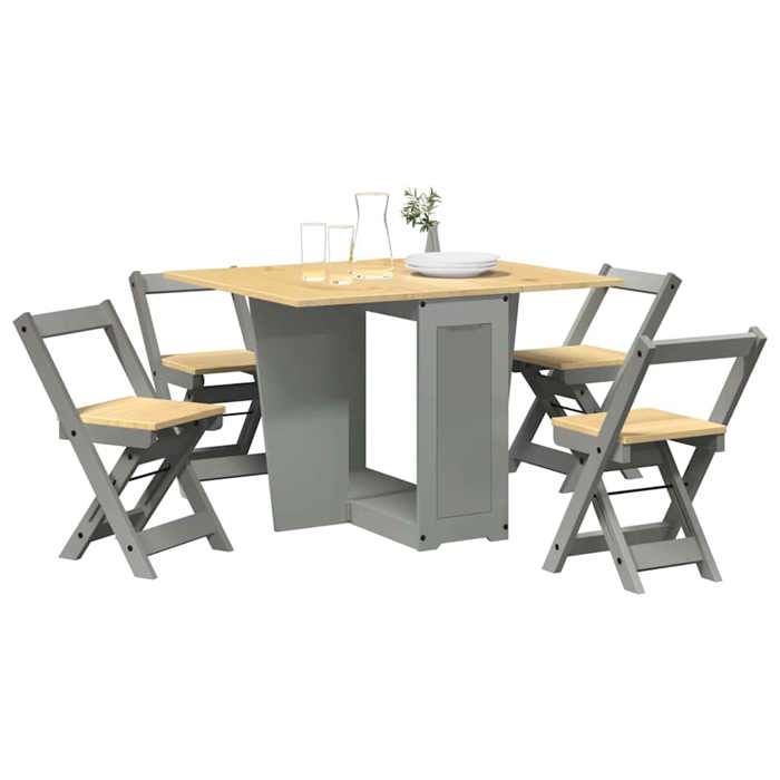 VidaXL Ensemble à manger papillon 5 pcs Corona pliable gris bois pin, ensemble de table à manger, table et chaises à manger, 3295718