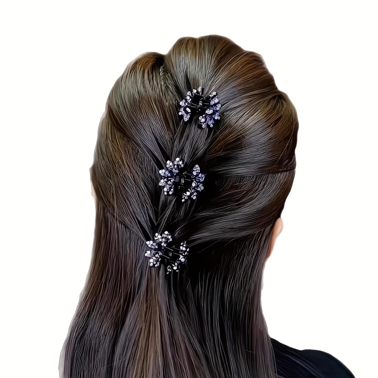 

3-Pack Fishbone Shrug Half-Up Flower Full Rhinestone Small Hair Claw Clips, Women s New High-End Back of Head Bun Hair Clips, Perfect Holiday Gift Diamond-encrusted flower hairpins (set of 3)