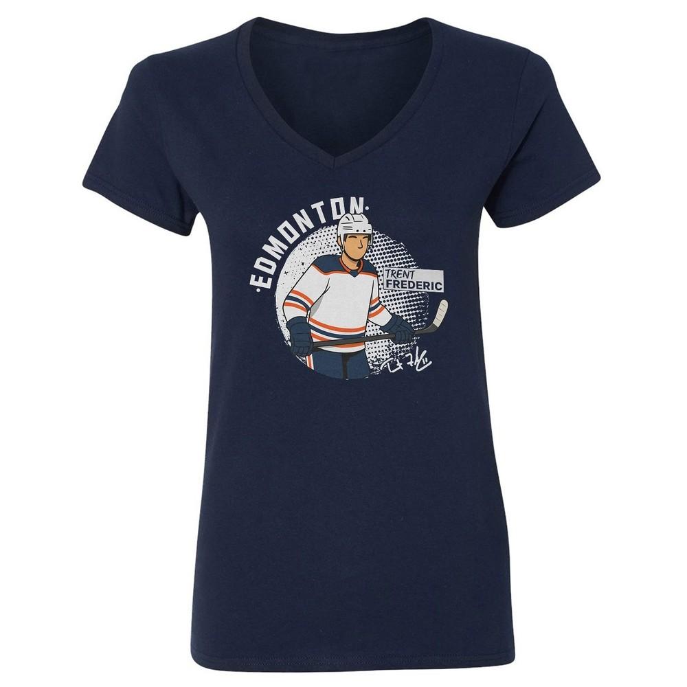 Вдохновленная хоккеем Трента Фредерика - Женская футболка с V-образным вырезом для фанатов Эдмонтона, Унисекс футболка L