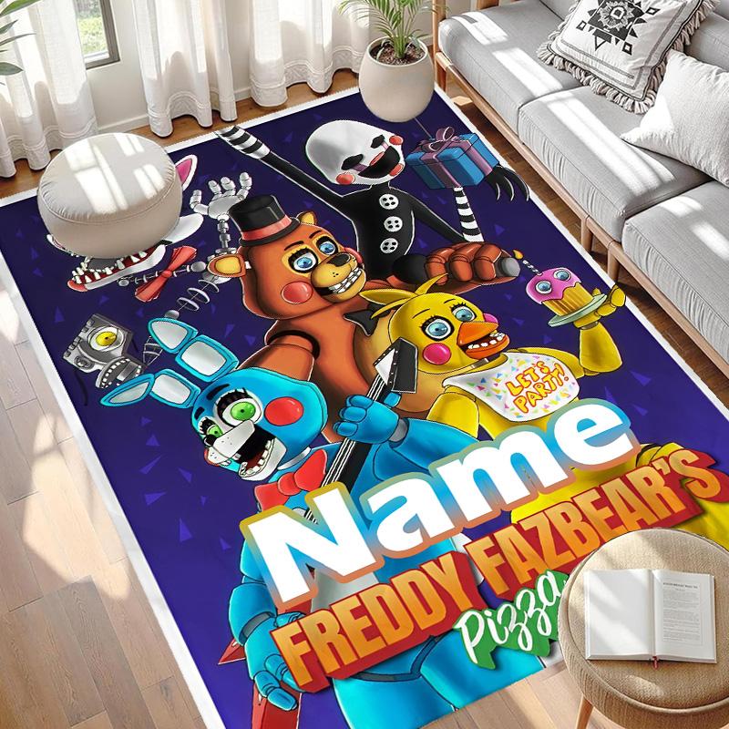 Custom Name Personalized Five Nights At Freddy's Print Carpet, Versatile Home Decor Rug, for Playroom, Apartment, Balcony, Entryway, Hallway Gift