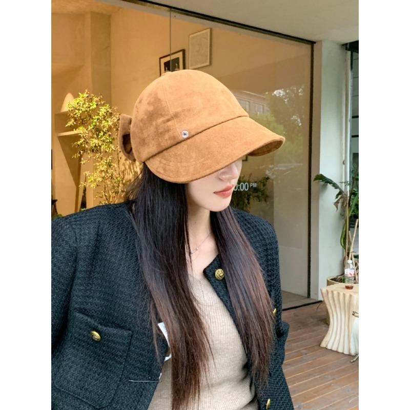 Women S Korean Style Winter Autumn Octagonal Hat Bow Decor Warm Sun Protection Cap