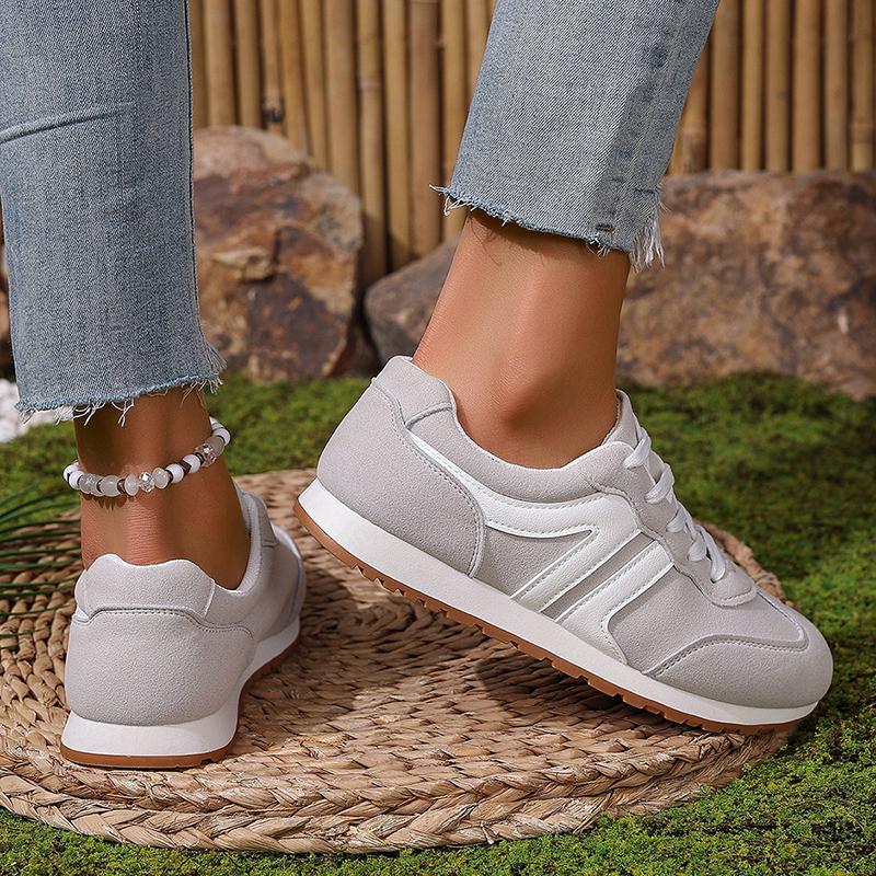 Fashion Women's Lightweight Casual Sneakers Fashion Non Slip Lace Up Sports Shoes for Women Striped Pattern Comfortable Walking Shoes