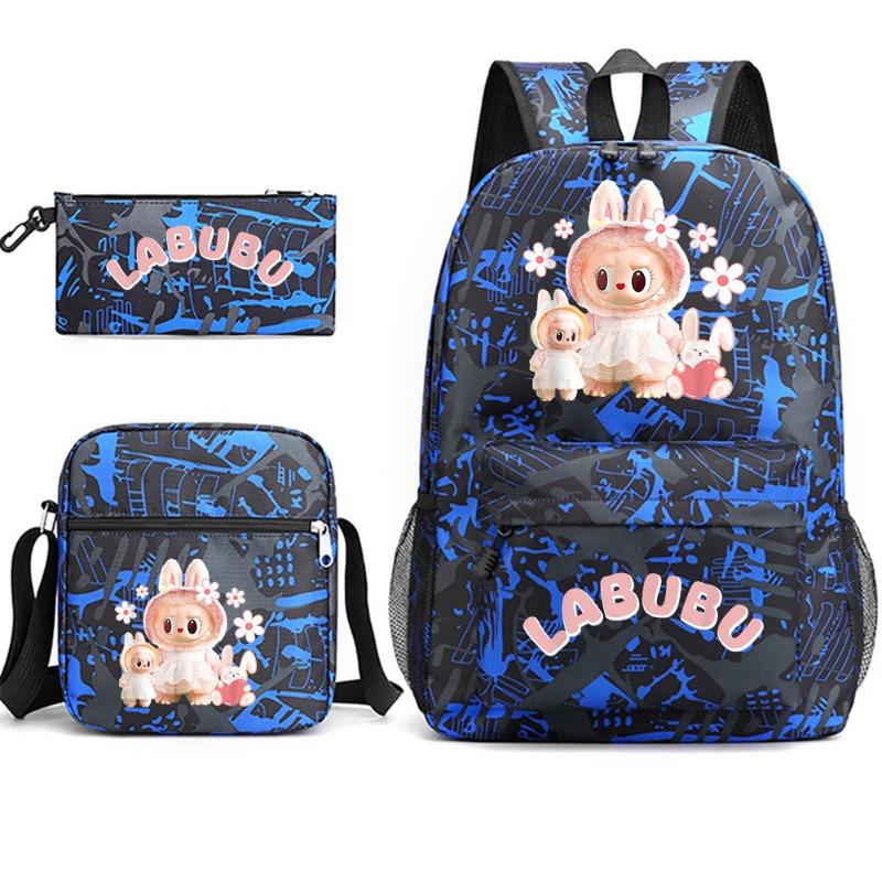 School Bag Peripheral Printing Student Trend Backpack Shoulder Pencil Bag 3-piece Set