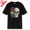 Skull Rose Vintage TShirt Floral Skeleton Cotton Short Sleeve Summer Casual Tee Gothic Boho Style Women Graphic Top Gift