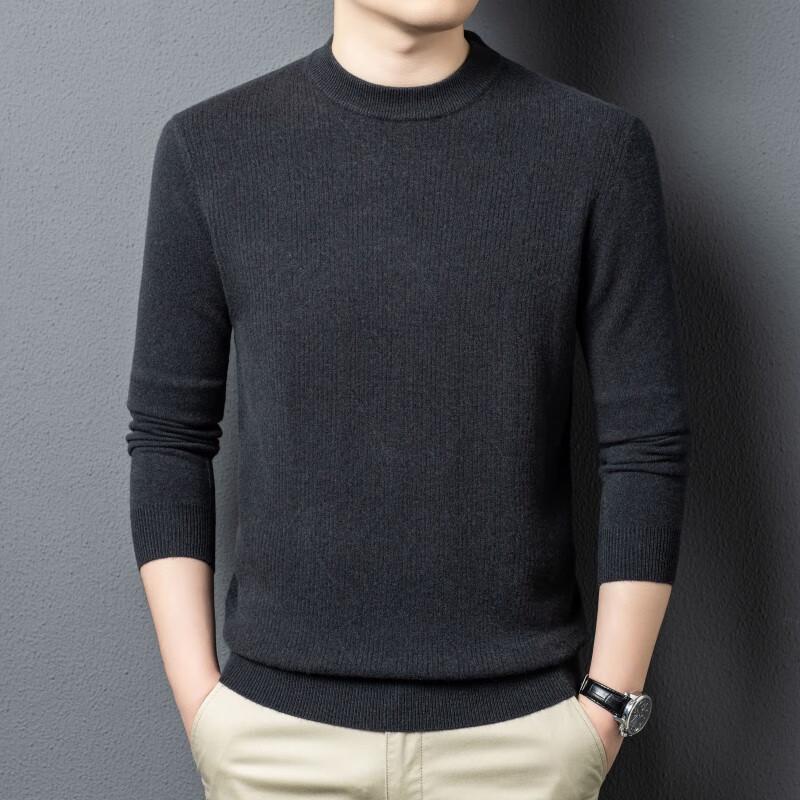 FENGXUN Men's Mock Neck 90% Wool Cashmere Blend Sweater FXT6431