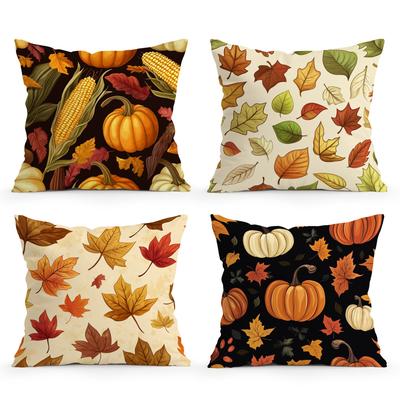Pumpkins Maple Leave Autumn Cushions Pillowcase Polyester Cushion Cover Throw Pillow Pillowcover Home Sofa Decor