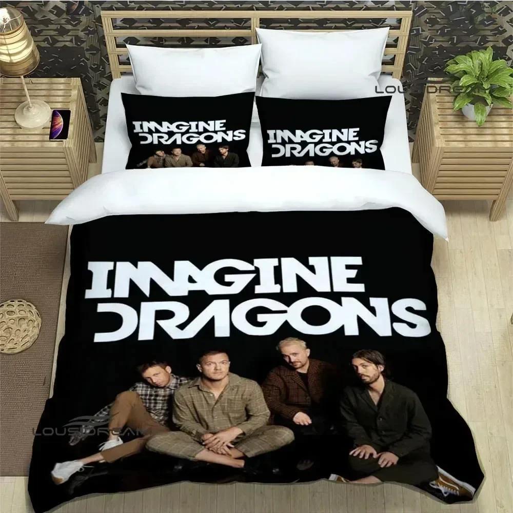 Bettwäsche-Set mit 3D-Druck der Rockband Imagine Dragons, weich, modern, komfortabel