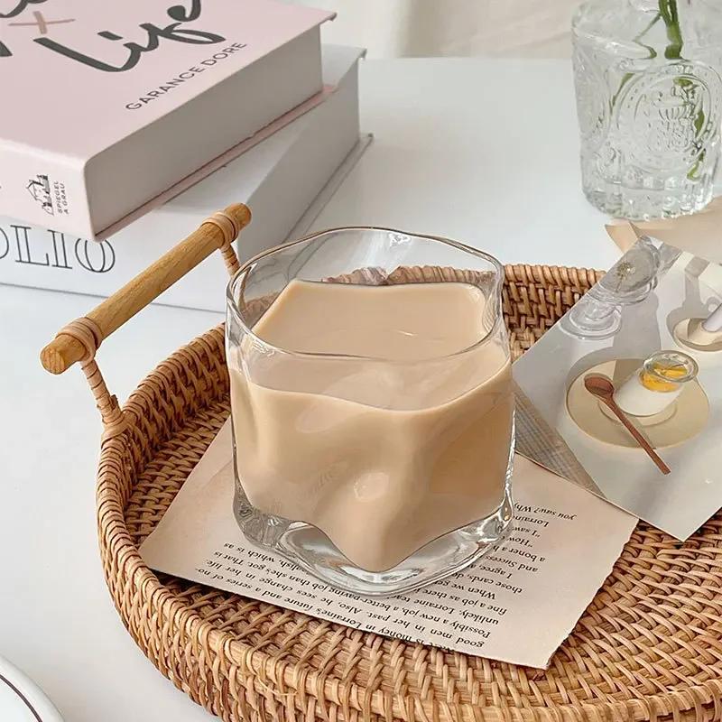 Korean Style Special-shaped Twist Glass Transparent Water Glass Whisky Wine Cup Coffee Cups Milk Cup Drinkware Glassware