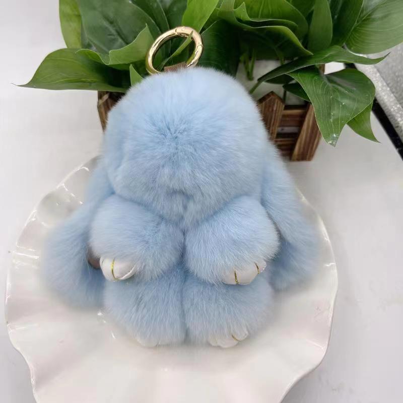 Rex Rabbit Fur Plush Keychain: Cute Rabbit Pendant Toy for Bag or Car
