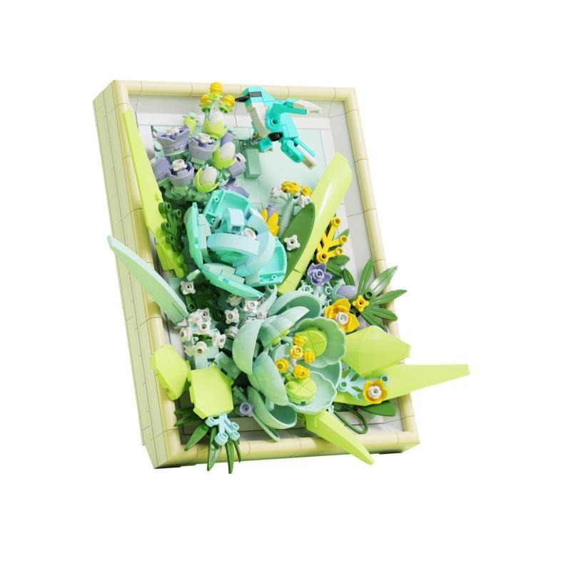 Creative 3D Rose Bundle Eternal Flower Frames Building Blocks DIY Desktop Decoration Puzzle Toys