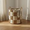 Woven Laundry Hamper Large Capacity Rattan Clothes Basket Handwoven Round Blanket for