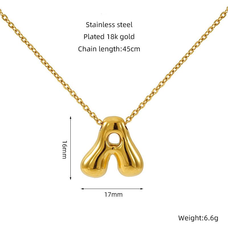 26 Initial Letter Stainless Steel Balloon Bubble Necklace for Women Personalized Jewelry Gift Wholesales