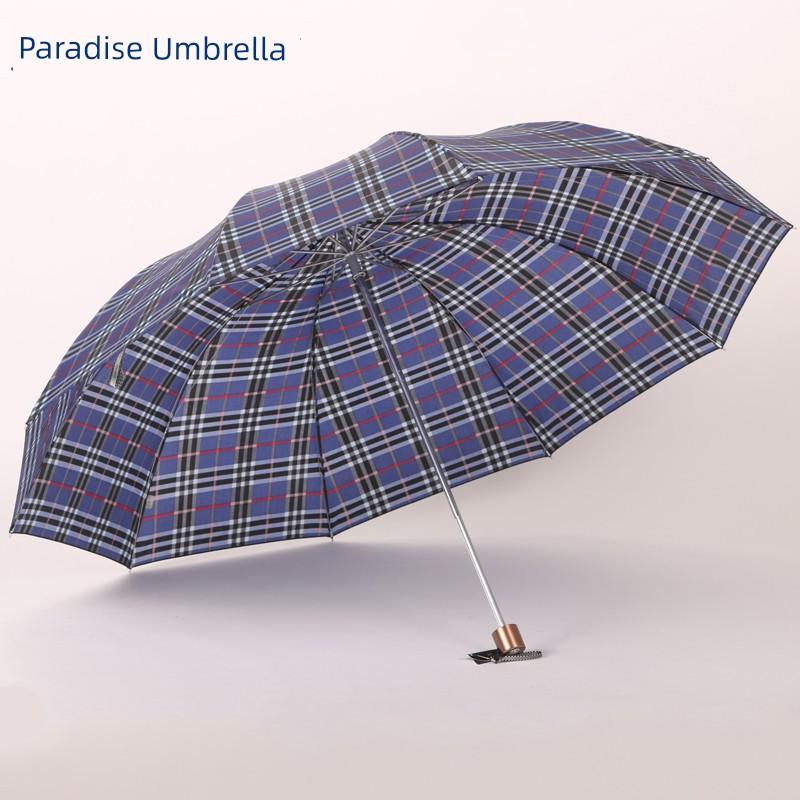 10 Bones British Style Extra Large Foldable Plaid Paradise Umbrella