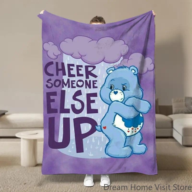 Cute Rainbow Bears Anime Flannel Blanket Pikachu Figures Home Sofa Lunch Break Blankets Children Student Blankets Nap Cover Kids