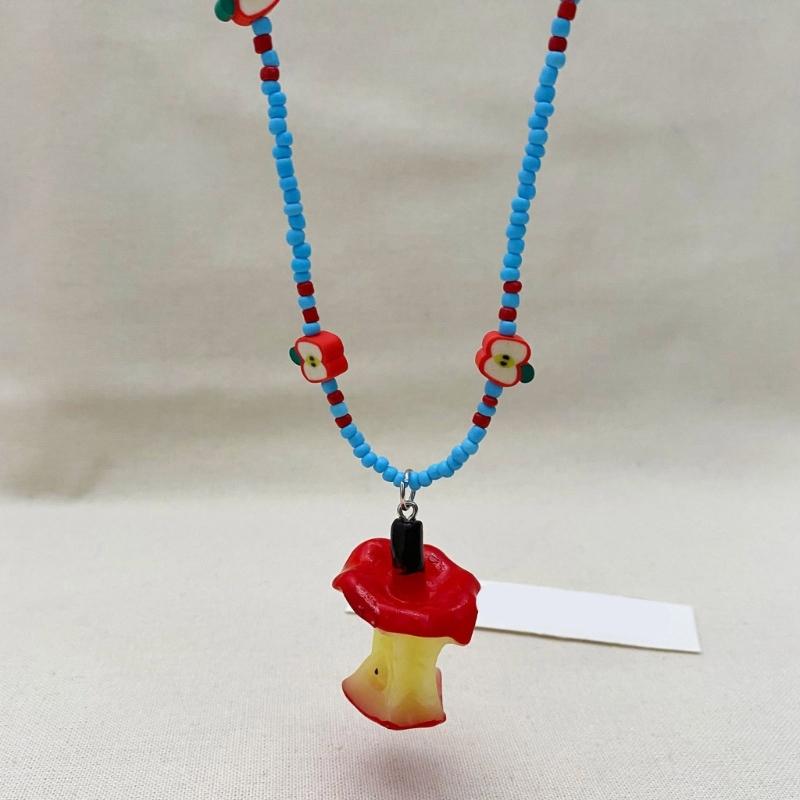Sweet Cool Girls Neck Chain Spicy Women's Summer Necklace Dopamine Beads Colored Collarbone Chain Creative Earrings
