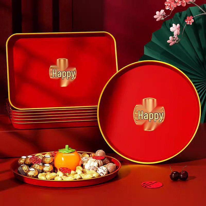 Red Wedding Ceremony Tea and Toasting Tray - Perfect for Fruits, Nuts, or Candy In the Living Room.